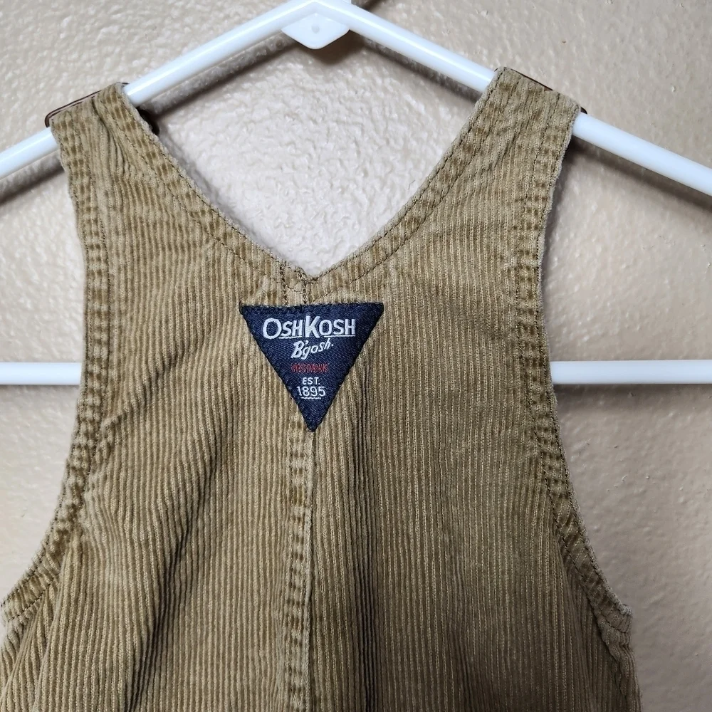 Oshkosh B'Gosh Tan Corduroy Flip Cuff Overall Bibs-Size 9 Months